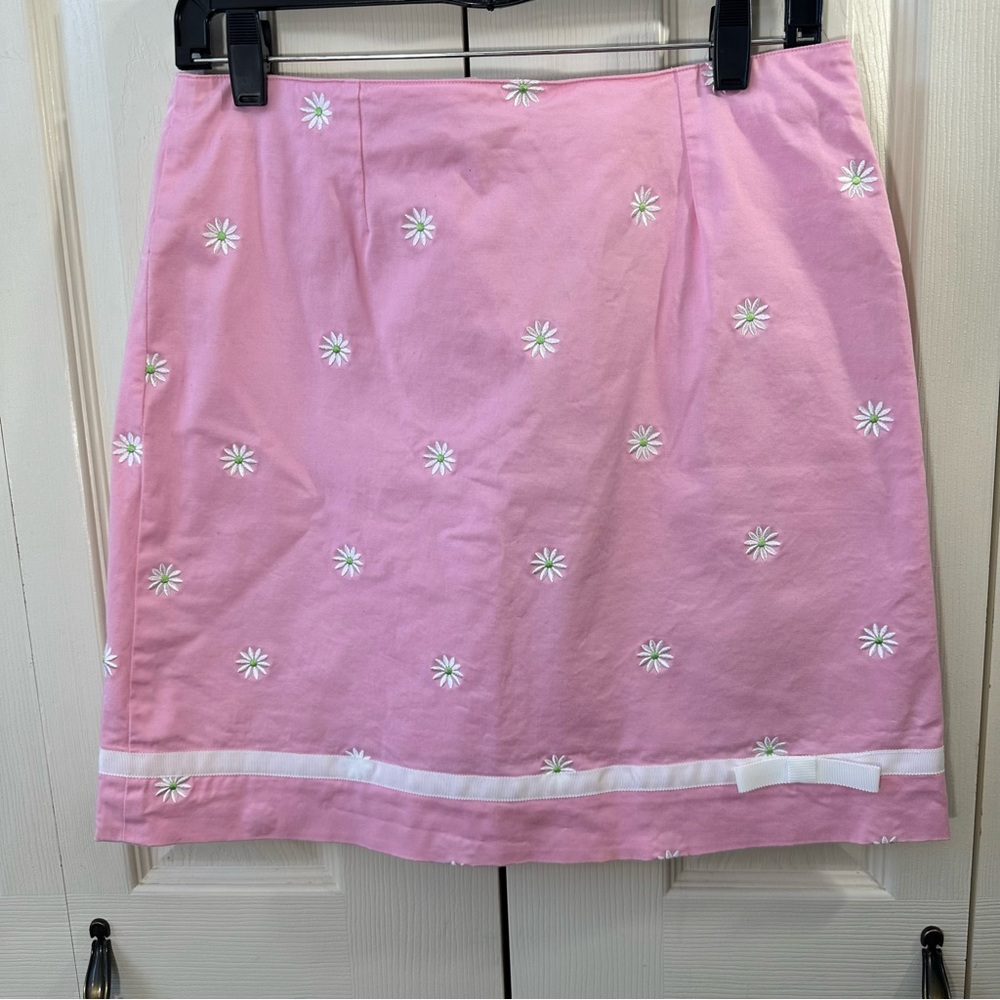 Vintage Lily Pulitzer Daisy Embroidered Pink Mini Skirt Women’s size 4 Y2K